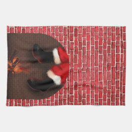 煙突からサンタを降ろす キッチンタオル