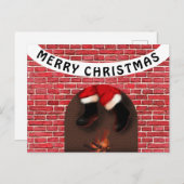 煙突からサンタを降ろす ポストカード (正面/裏面)