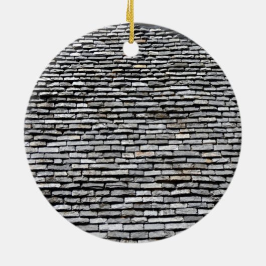 煙突が付いている古い屋根の上 セラミックオーナメント (裏面)