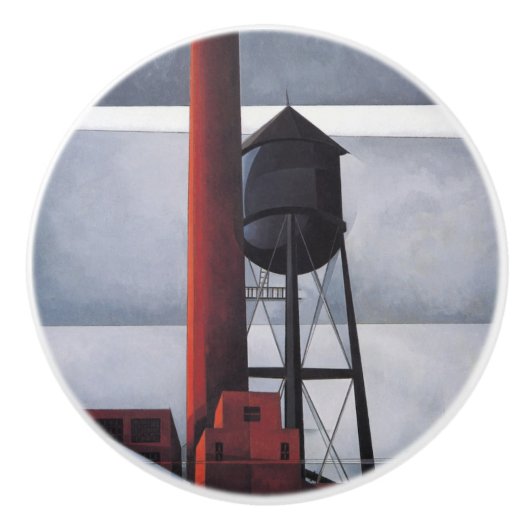 煙突と水の塔(by Charles Demuth) セラミックノブ (正面)