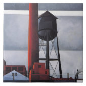 煙突と水の塔(by Charles Demuth) タイル (正面)
