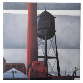 煙突と水の塔(by Charles Demuth) タイル