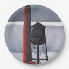 煙突と水の塔(by Charles Demuth) ペーパープレート