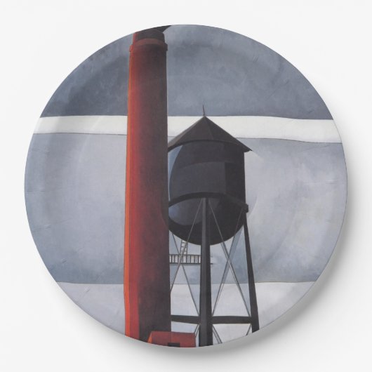 煙突と水の塔(by Charles Demuth) ペーパープレート (正面)