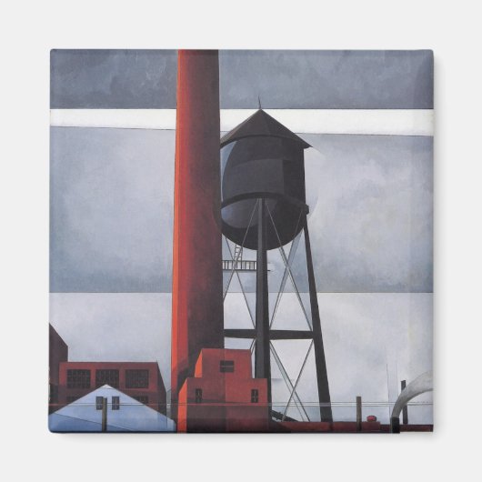 煙突と水の塔(by Charles Demuth) マグネット (正面)