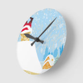 煙突に閉じ込められたサンタ ラウンド壁時計 (傾斜)