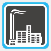 煙突のある産業工場のアイコン スクエアシール (正面)