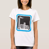 煙突のある産業工場アイコン Tシャツ (正面)