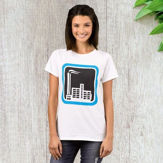 煙突のある産業工場アイコン Tシャツ