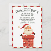 煙突のクリスマスにサンタカラフルクロース 招待状 (正面)