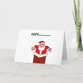 煙突のクリスマスカードにくっついたサンタ シーズンカード