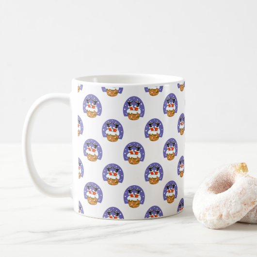 煙突のサンタクロース,雪,クリスマス,新年 コーヒーマグカップ (ドーナツ)