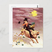 煙突のスイープ，豚，クローバー，金ゴールドコイン，休日 ポストカード (正面/裏面)