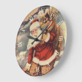 煙突の中のヴィクトリア調クリスマスのサンタクロース ラージ壁時計 (傾斜)