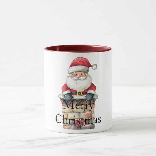 煙突の中の赤いクリスマスサンタ マグカップ (中央)