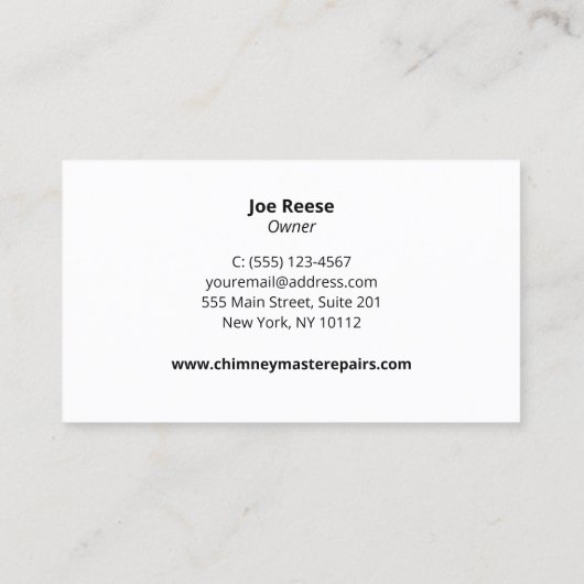 煙突の清掃と修理 名刺 (裏面)
