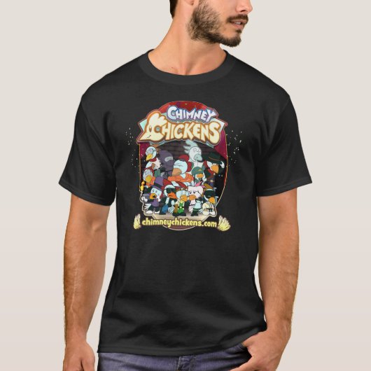 煙突の鶏-グループの写真のティー Tシャツ (正面)