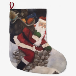 煙突を降りるサンタクロース ラージクリスマスストッキング
