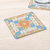 煙突キルトブロック紙コースター スクエアペーパーコースター (アングル)