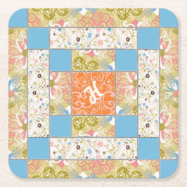 煙突キルトブロック紙コースター スクエアペーパーコースター