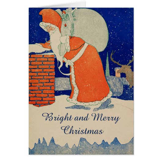 煙突クリスマスのギフトサック付きヴィンテージ (正面)