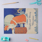 煙突クリスマスのギフトサック付きヴィンテージ 薄葉紙 (クラフト)