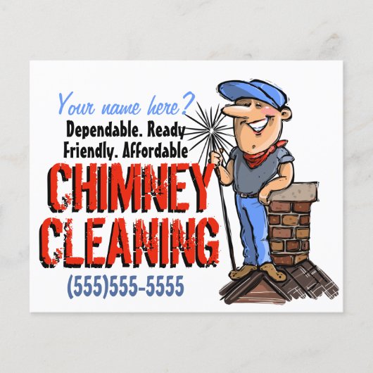 煙突クリーニングスイープクリーナーカスタマイズ可能なプロモーション チラシ (正面)