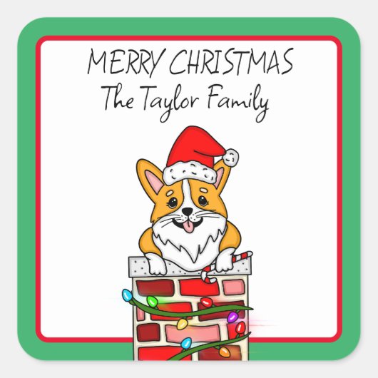 煙突パーソナライズされたの聖降誕祭のお祝い スクエアシール (正面)