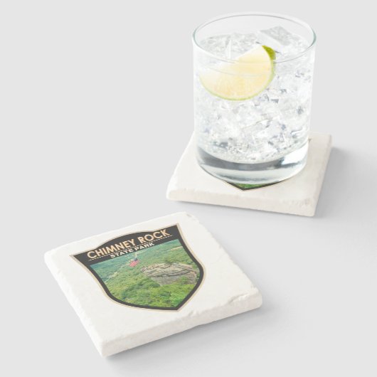 煙突ロック州パークノースカロライナのバッジ ストーンコースター (横)