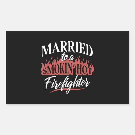 煙結婚したの中で熱い消防士に 長方形シール (正面)