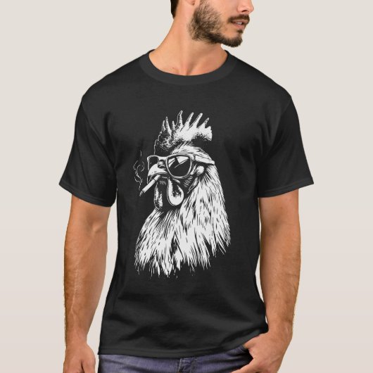 煙草を吸うニワトリ Tシャツ (正面)