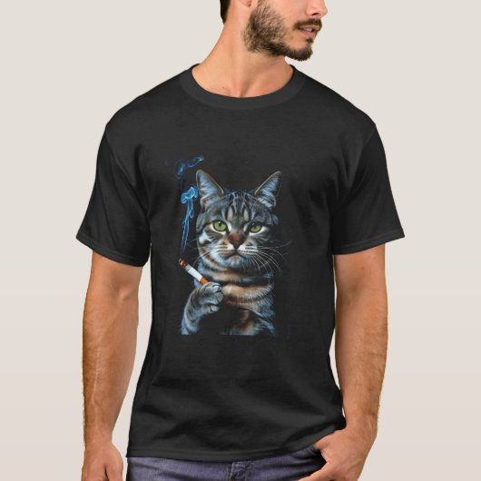 煙草を吸う猫のミーム かわいいジェネレーションZの美意識A Tシャツ (正面)