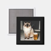 煙草を吸う猫 面白いラグドール 猫 キティちゃん ビー マグネット (正面/裏面)