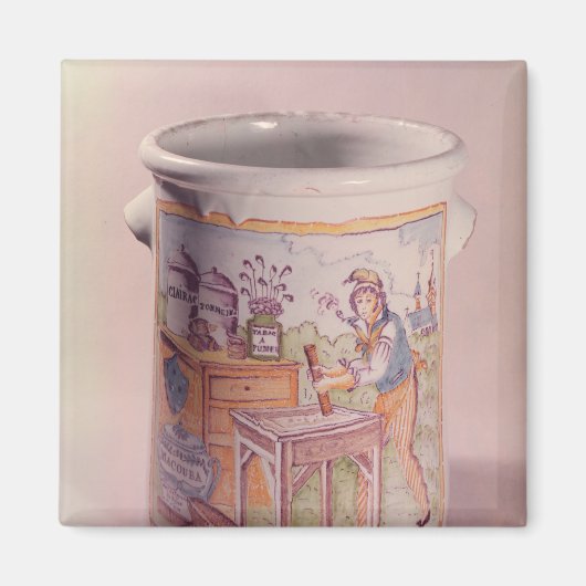 煙草家を描いたたばこポット マグネット (正面)