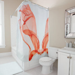 煙赤と白イラストレーション シャワーカーテン