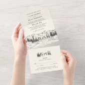 煙 | Mountain 結婚 Sketch's オールインワン招待状 (貼ってはがせる)