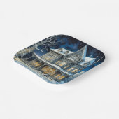 照らされたかわいらしクリスマスハウス ペーパープレート (傾斜あり)