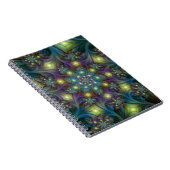 照らされた抽象芸術の青い紫のフラクタルパターン ノートブック (右側)