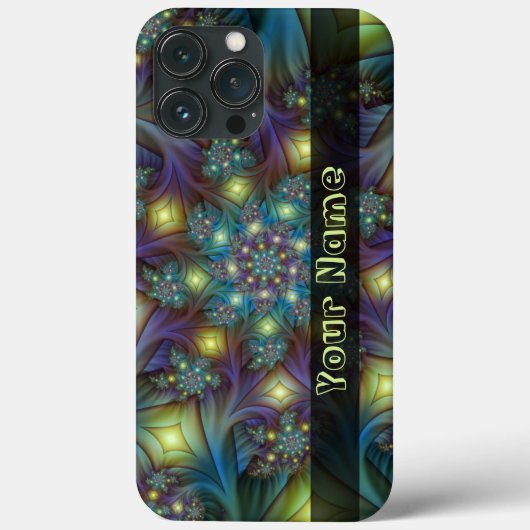 照らされた抽象芸術ブルーパープルフラクタルアート名 Case-Mate iPhoneケース (裏面)