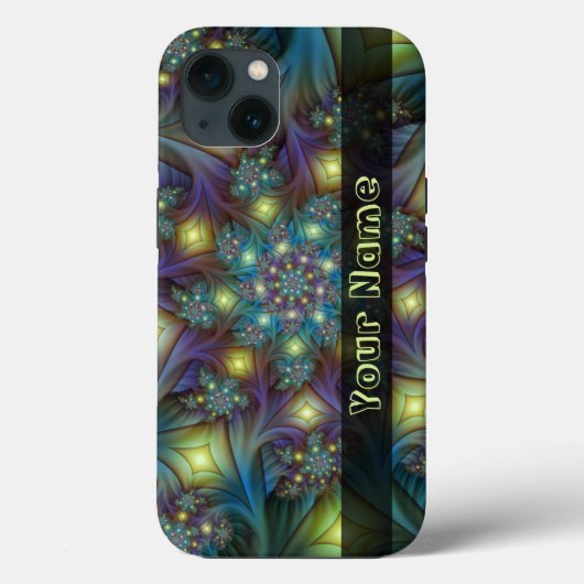 照らされた抽象芸術ブルーパープルフラクタルアート名 Case-Mate iPhoneケース (裏面)