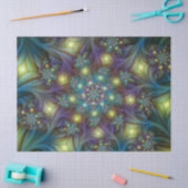 照らされた抽象芸術光沢のある青い紫色のフラクタルアート 薄葉紙 (クラフト)