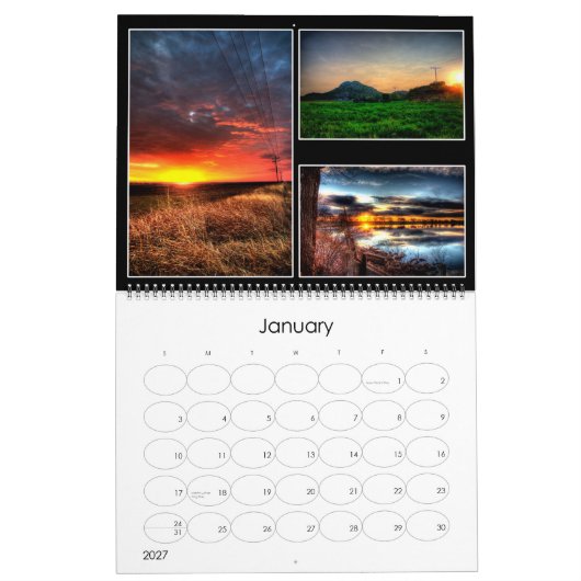 照らされた空 カレンダー (1月 2027)