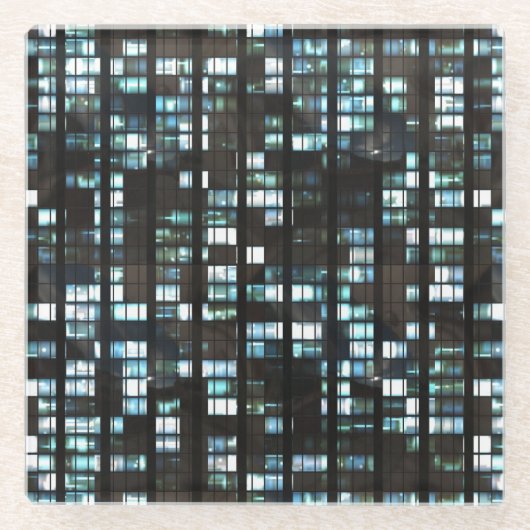 照らされた窓パターン ガラスコースター (正面)