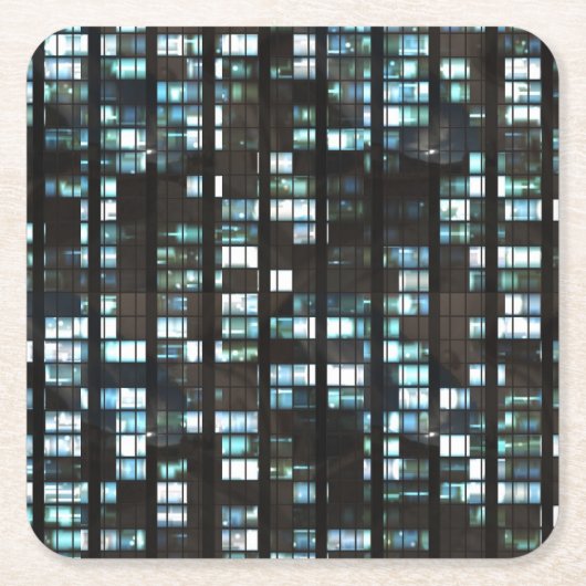 照らされた窓パターン スクエアペーパーコースター (正面)