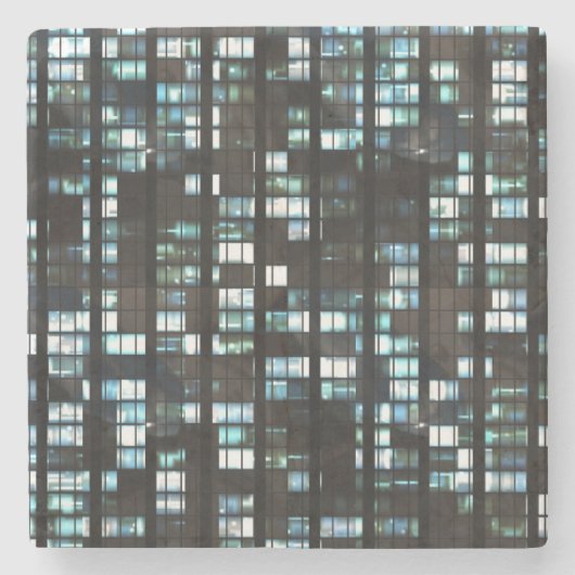 照らされた窓パターン ストーンコースター (正面)