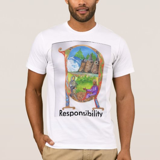 照らされたRのTシャツ Tシャツ (正面)