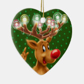 照らされるクリスマスツリーの装飾ルドルフ セラミックオーナメント (右)