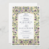 照らさ縁どれた結婚式招待状/フェイク金ゴールド 招待状 (正面/裏面)