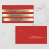 照エレガント光，赤，金ゴールド参照ストライプのカード 紹介カード (正面/裏面)