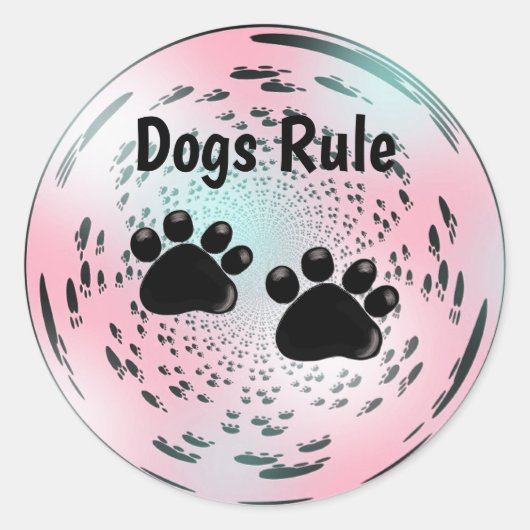 照光犬の手のプリント ラウンドシール (正面)